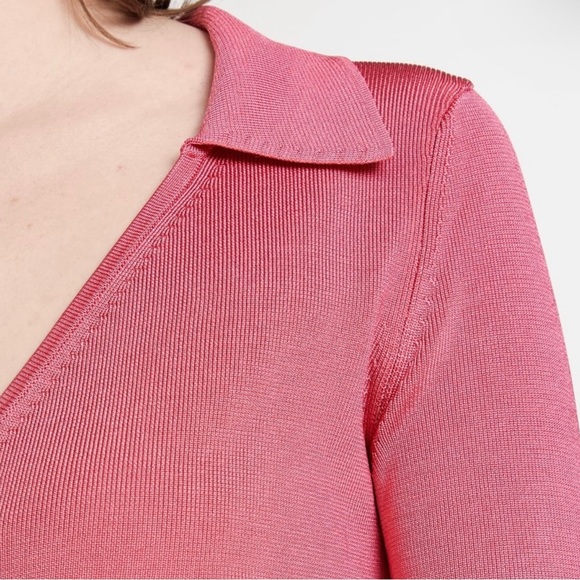 NEW CULT GAIA PINK KNIT CROPPED WRAP TOP - Picture 3 of 11